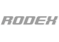 Logo de RODEX en gris y letras grandes en mayúscula